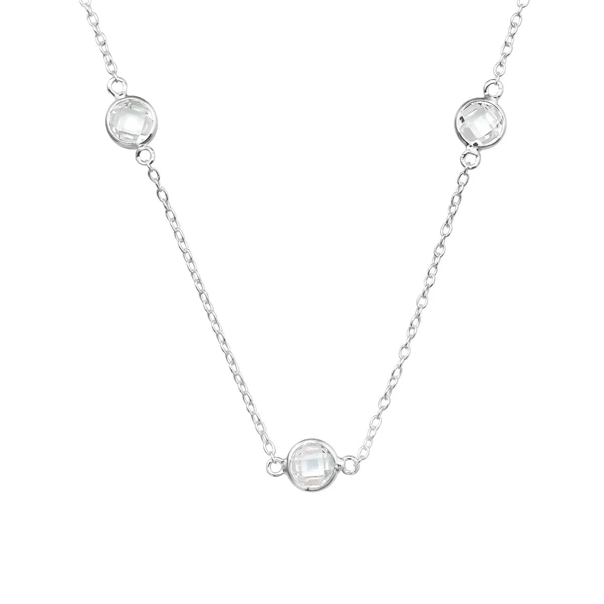 Sterling Silver Chain Necklace with Cubic Zirconia - White sold by Zulily