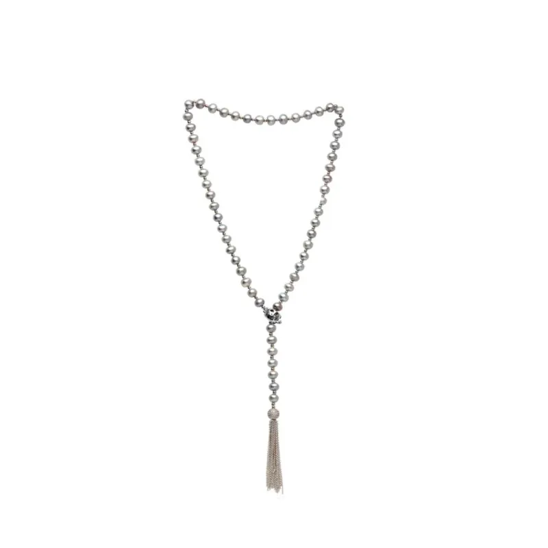 Freshwater Pearl & Sterling Silver Lariat Tassel Necklace - White sold by Zulily