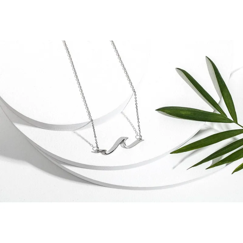 Sterling Silver Wave Necklace - White sold by Zulily