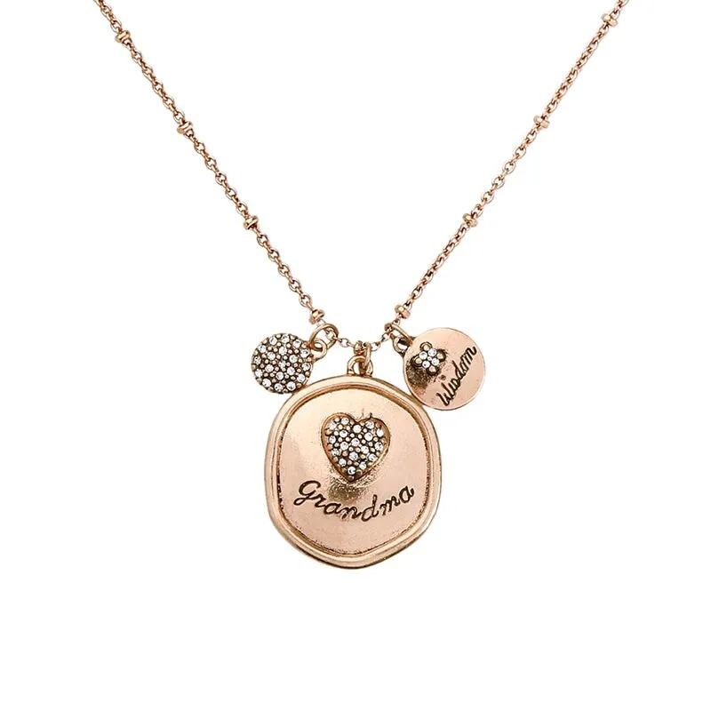 Brass Grandma Circular Pendant Necklace - White sold by Zulily