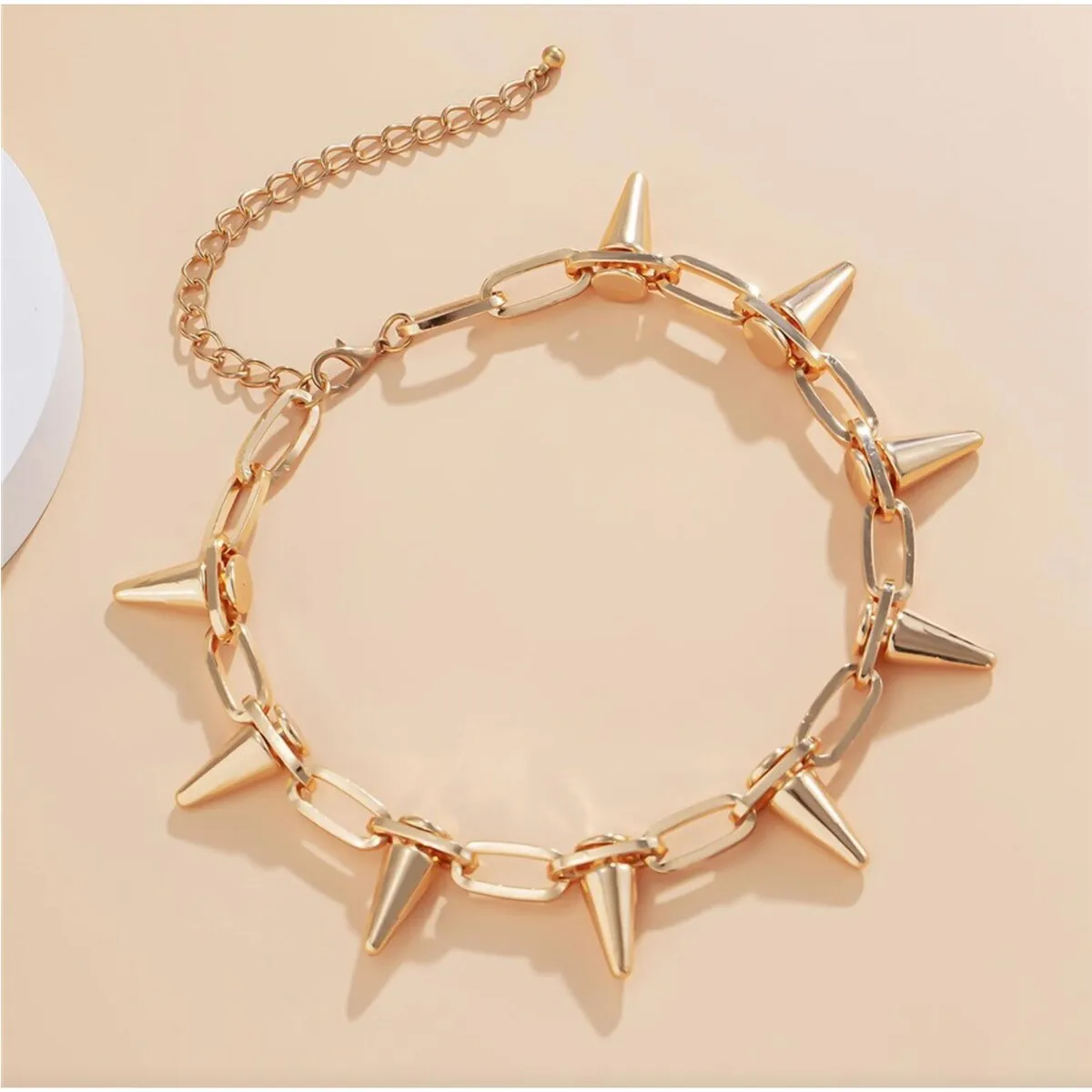 Goldtone Spiked Choker Necklace - White sold by Zulily product image thumbnail 2