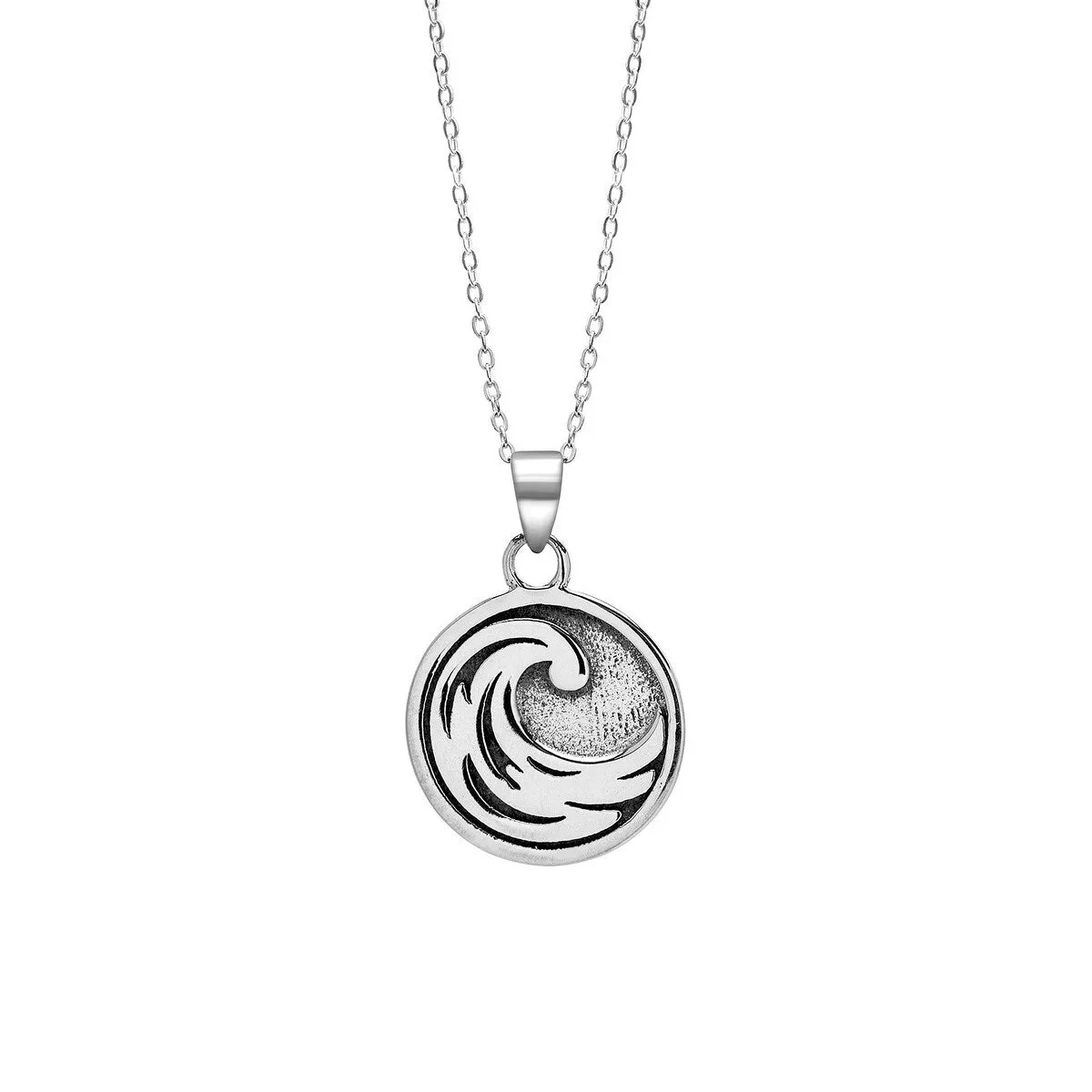 Sterling Silver Oxidized Wave Pendant Necklace - White sold by Zulily