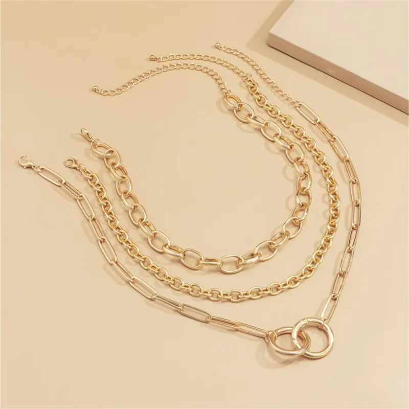 Goldtone Interlocking Circles Chain Link Layered Necklace - White sold by Zulily