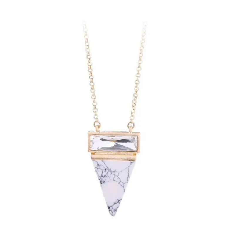 Goldtone White Marbled Crystal Pendant Necklace sold by Zulily