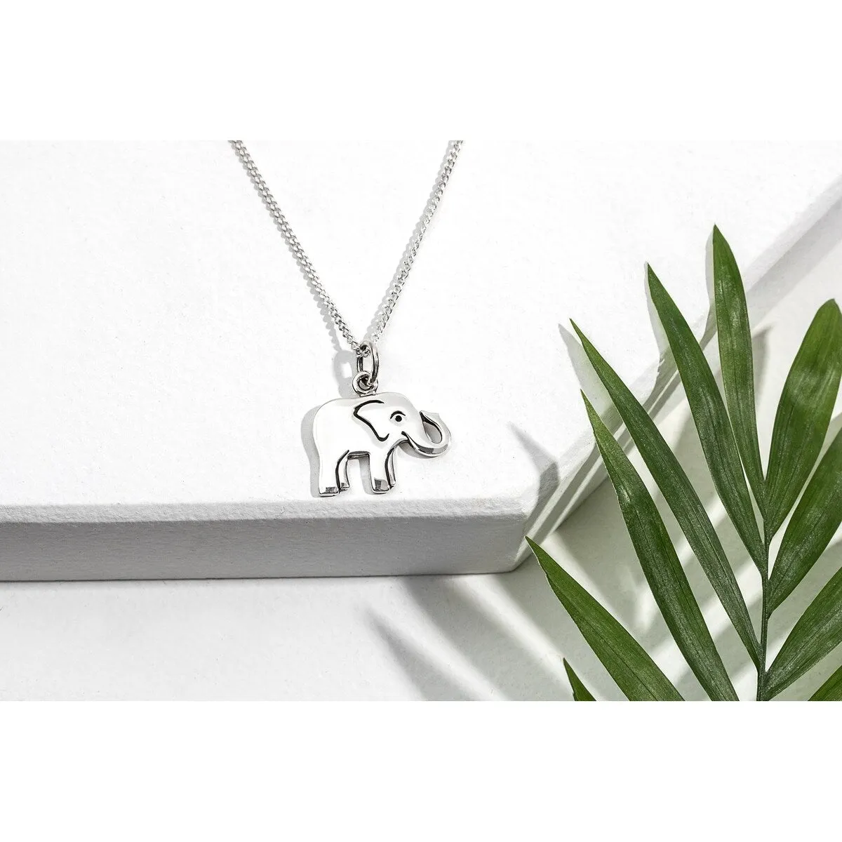 Sterling Silver Elephant Pendant Necklace - White sold by Zulily