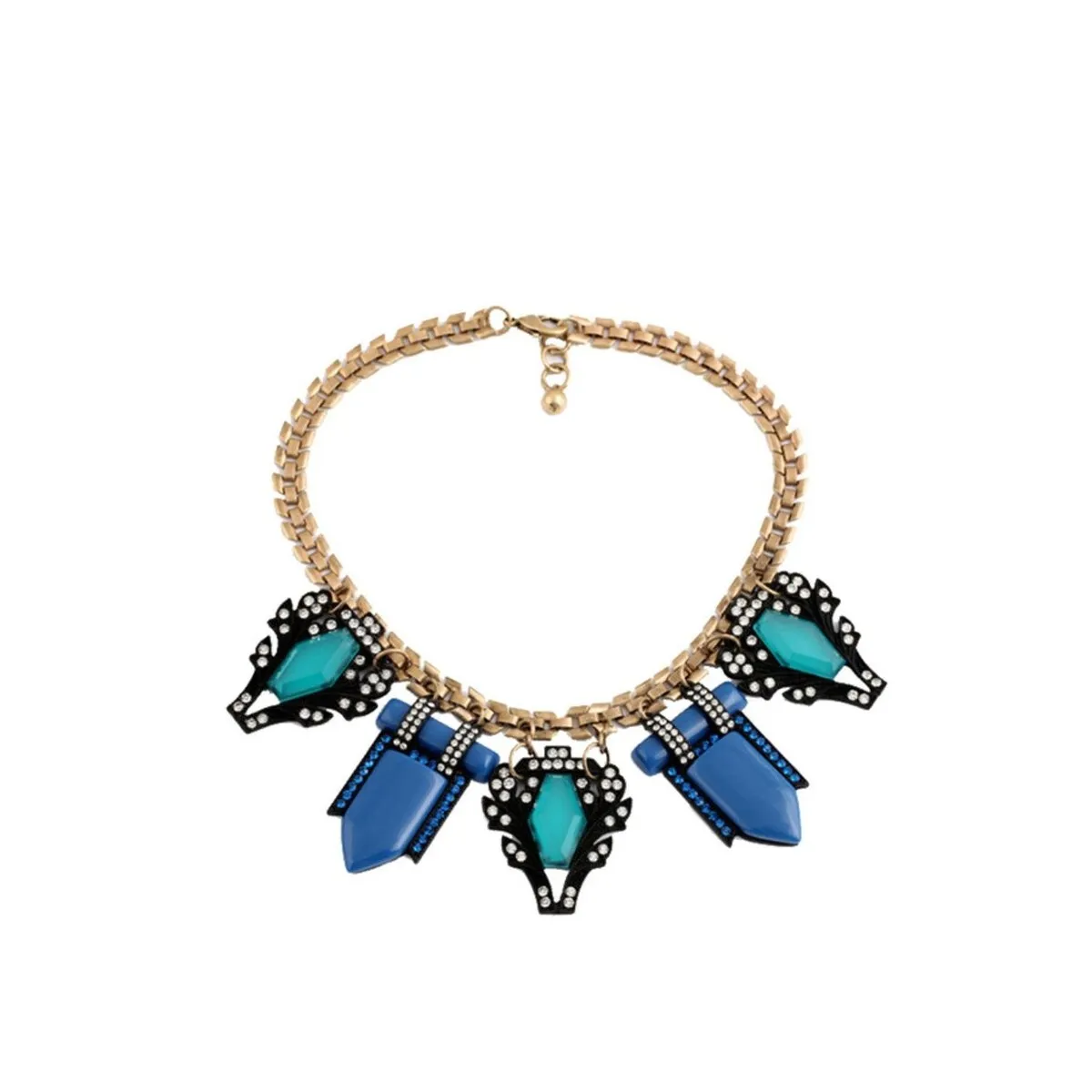 Blue Statement Art Deco Necklace - White sold by Zulily