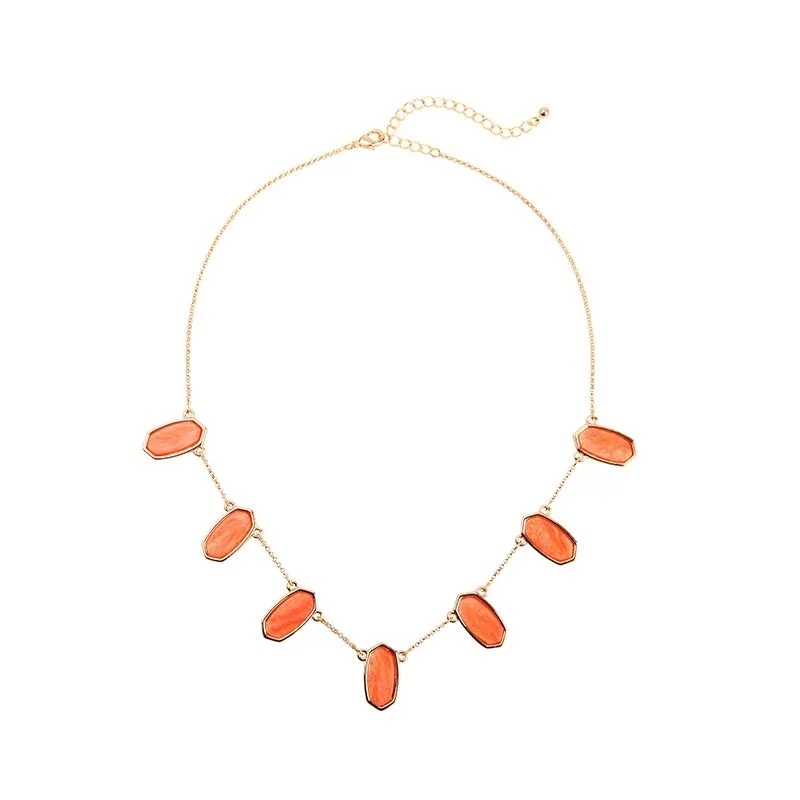 Goldtone Coral Geometric Necklace - White sold by Zulily