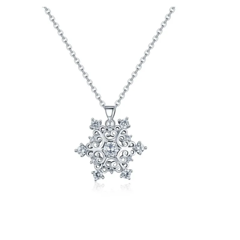 Silvertone Cubic Zirconia Snowflake Pendant Necklace - White sold by Zulily