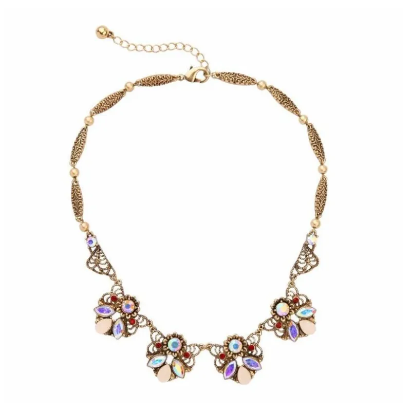 Goldtone Iridescent Crystal Necklace - White sold by Zulily