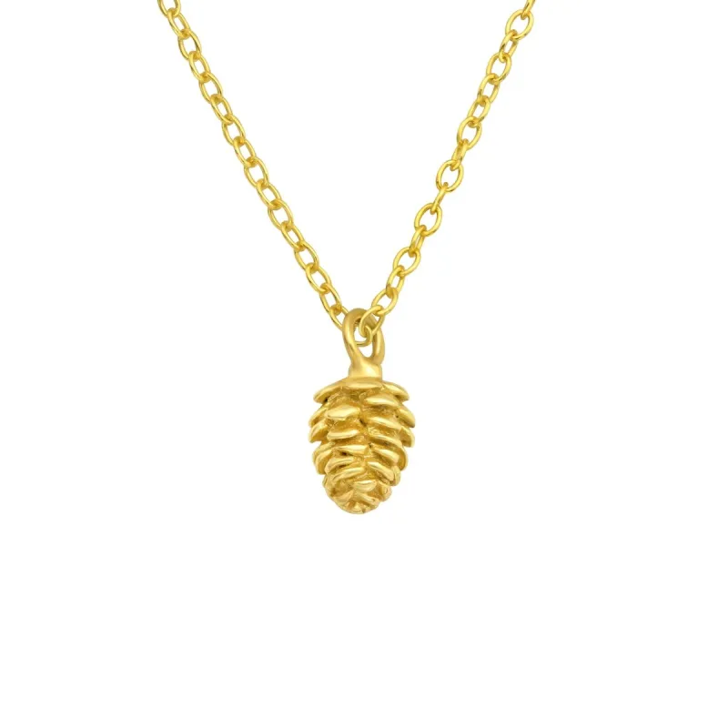 Sterling Silver 18k Gold-Plated Pine Cone Pendant Necklace - White sold by Zulily