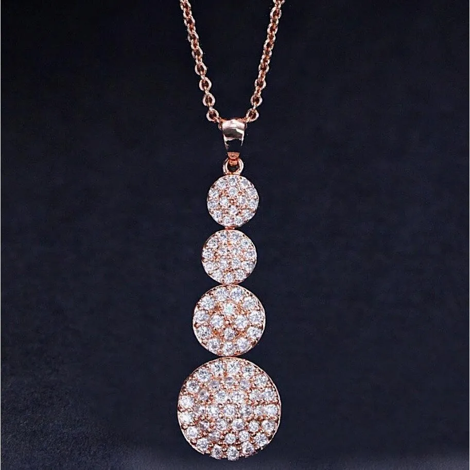 Rose Goldtone Cubic Zirconia Pave Circular Drop Necklace - White sold by Zulily