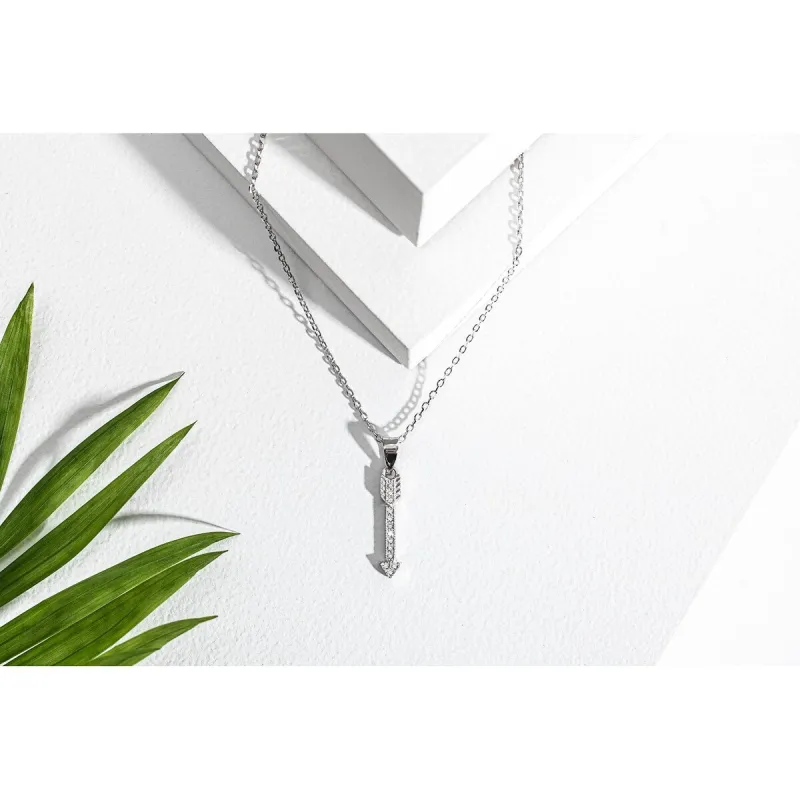 Cubic Zirconia & Sterling Silver Arrow Pendant Necklace - White sold by Zulily