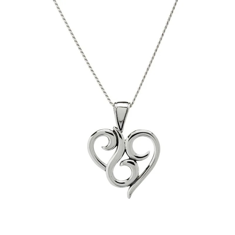 Sterling Silver Swirled Heart Pendant Necklace - White sold by Zulily