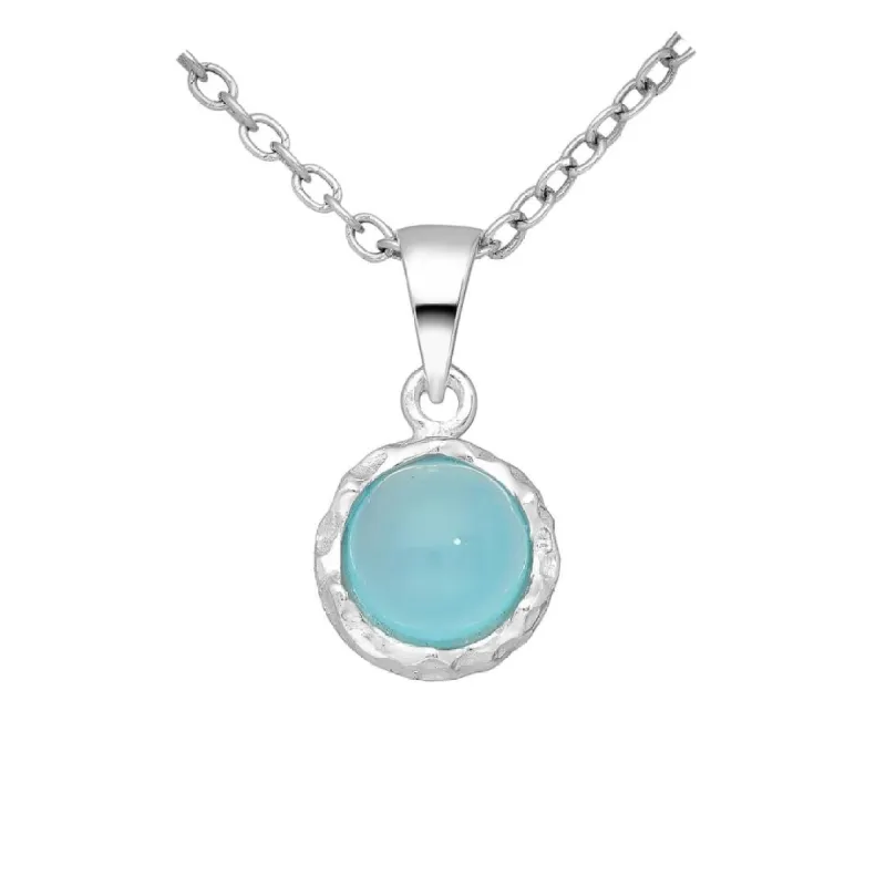 Sterling Silver & Light Sky Blue Chalcedony Gemstone Pendant Necklace - White sold by Zulily