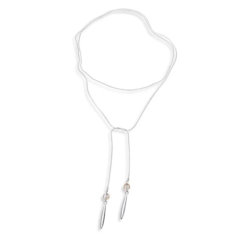 Silvertone Champagne Disco Ball Bolo Style Necklace - White sold by Zulily