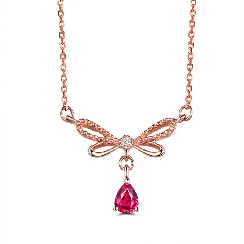 Rose Goldtone Pink Cubic Zirconia Teardrop Dragonfly Pendant Necklace - White sold by Zulily