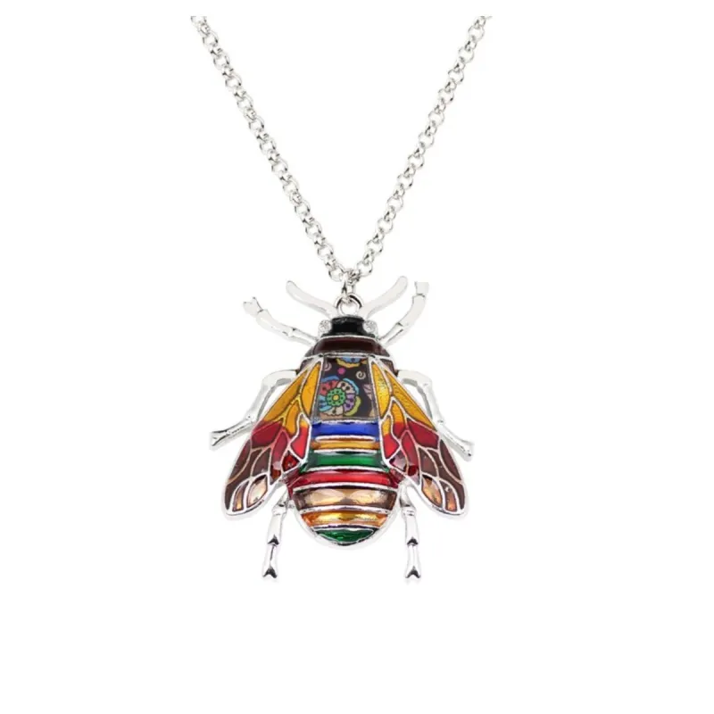 Multi Colored Bee Pendant Necklace - White sold by Zulily