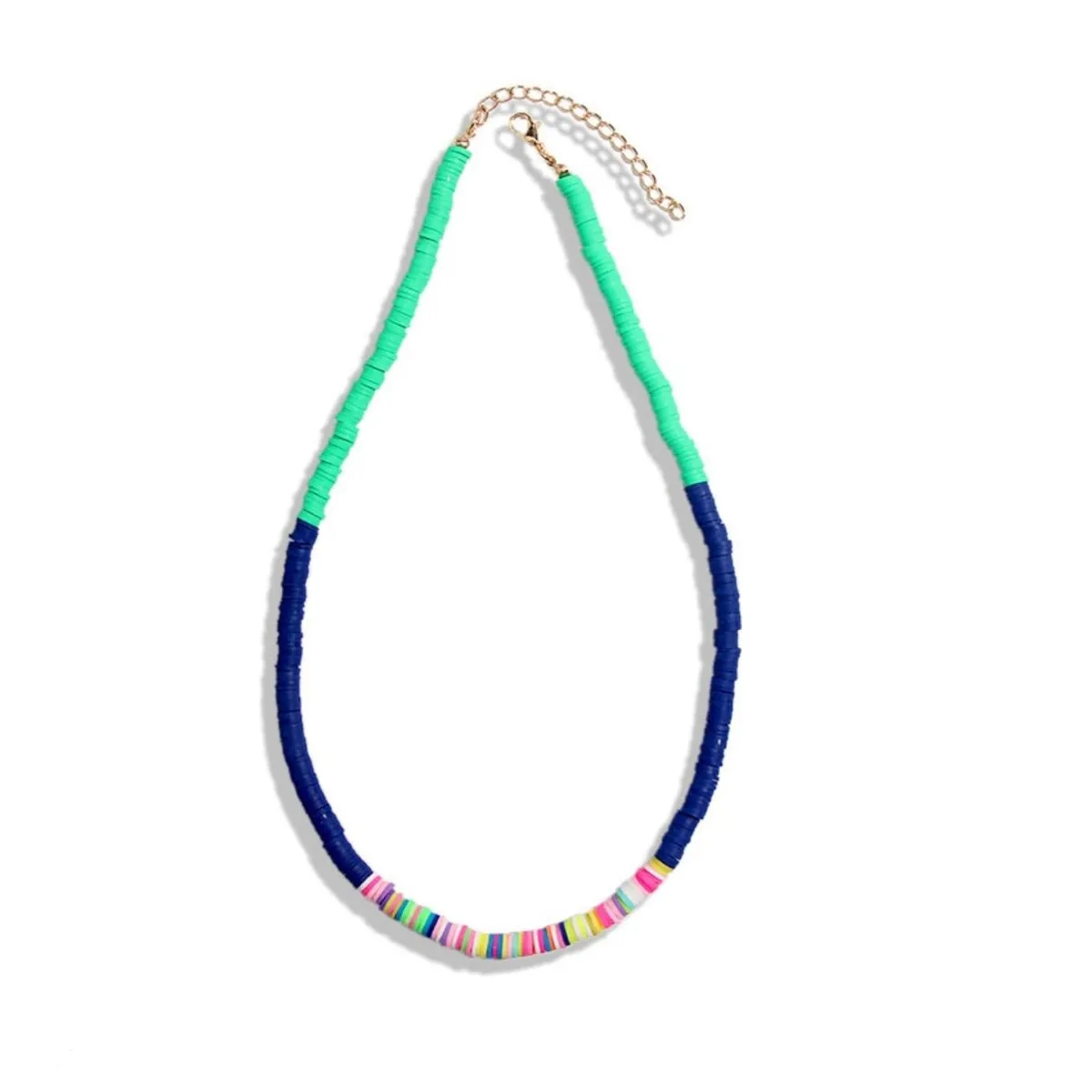 Green, Navy Multi Colored Beaded Necklace - White sold by Zulily