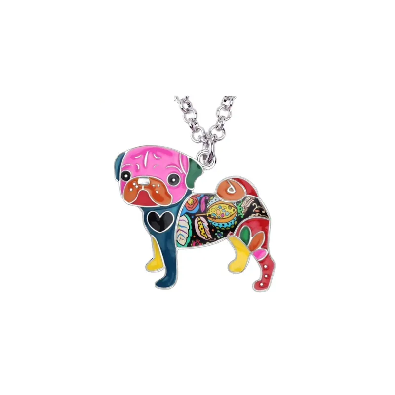 Multi Colored Pug Pendant Necklace - White made by Zulily