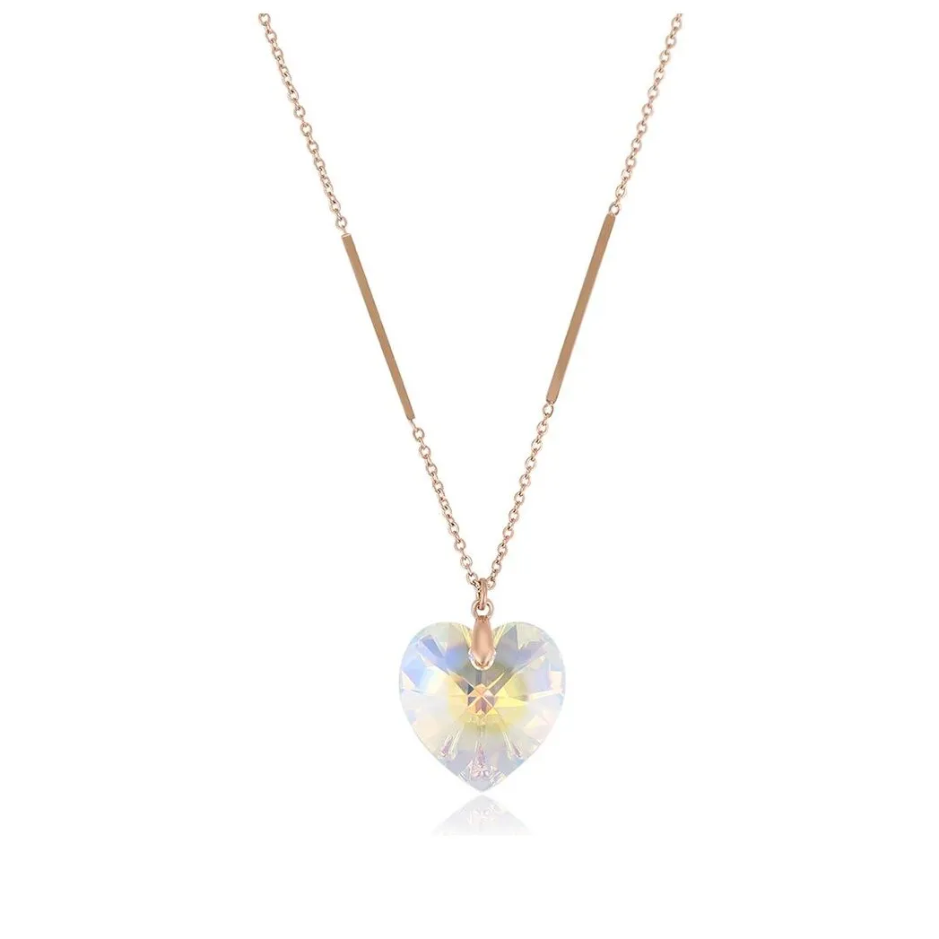 Goldtone Ab Swarovski Crystal Heart Pendant Necklace - White sold by Zulily