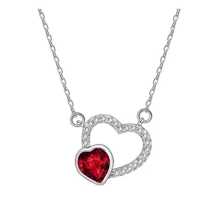 Siam Swarovski Crystal Dual Open Heart Pendant Necklace - White sold by Zulily