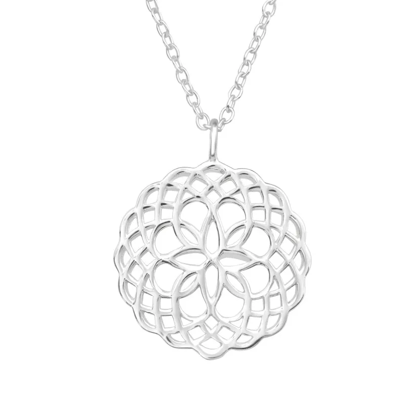 Sterling Silver Lotus Flower Pendant Necklace - White sold by Zulily