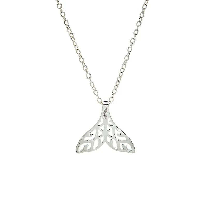 Sterling Silver Fish Tail Pendant Necklace - White sold by Zulily
