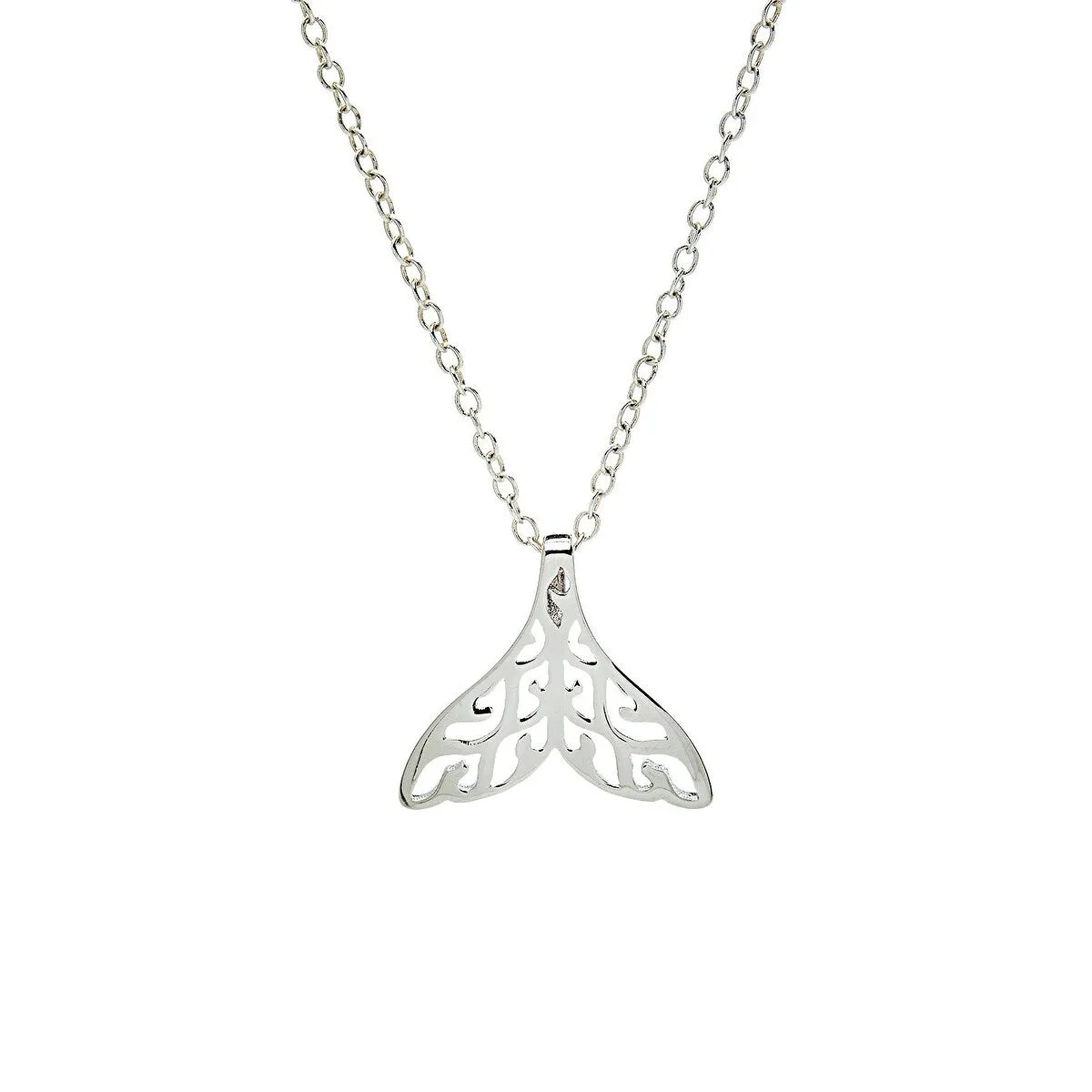 Sterling Silver Fish Tail Pendant Necklace - White sold by Zulily