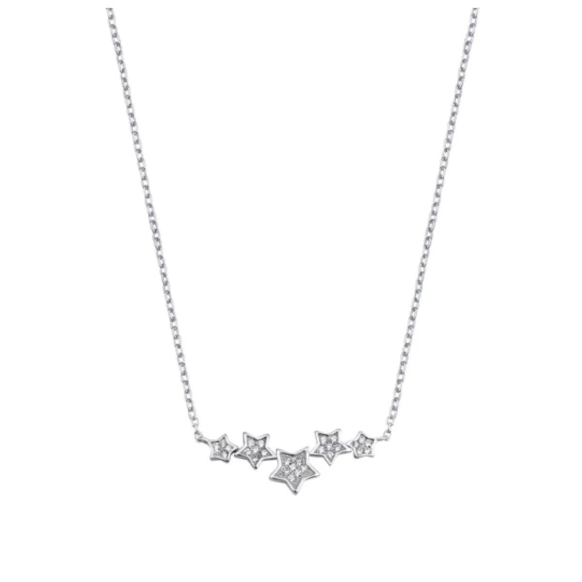 Sterling Silver & CZ Star Clustered Pendant Necklace - White sold by Zulily