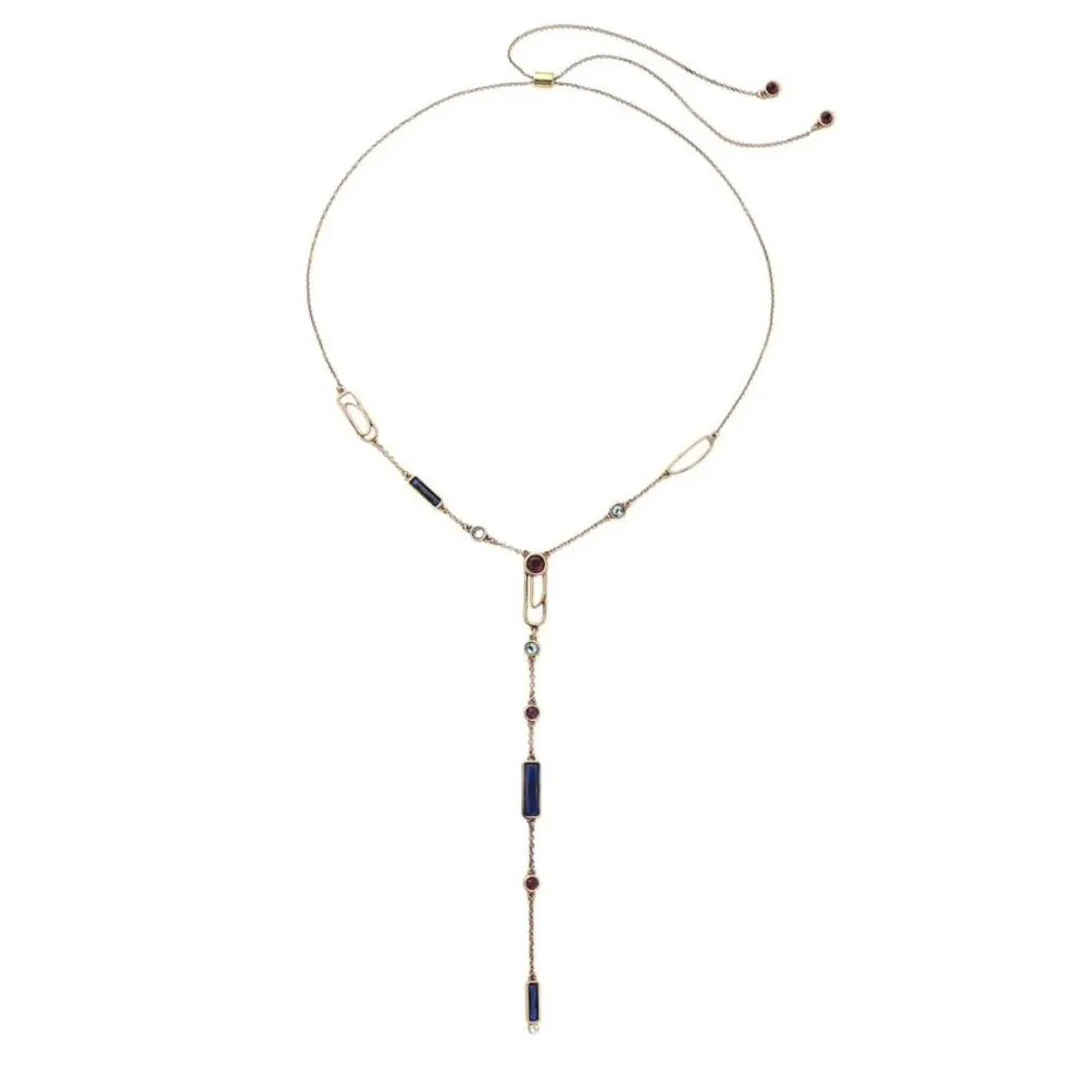 Goldtone Multi Colored Chain Drop Necklace - White sold by Zulily