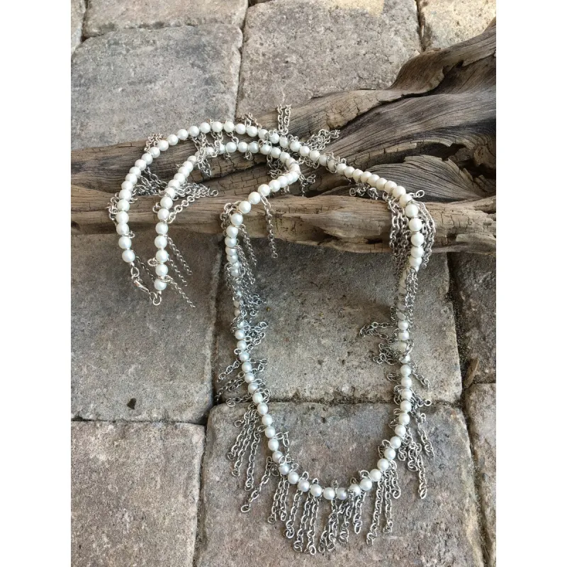Silvertone Dangle Imitation Pearl Long Necklace - White sold by Zulily