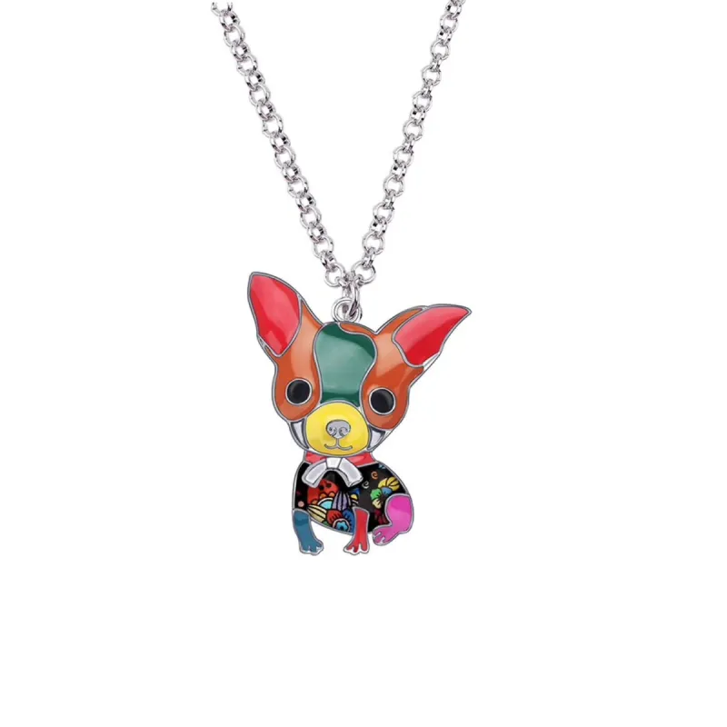 Multi Colored Enamel Chihuahua Necklace - White sold by Zulily
