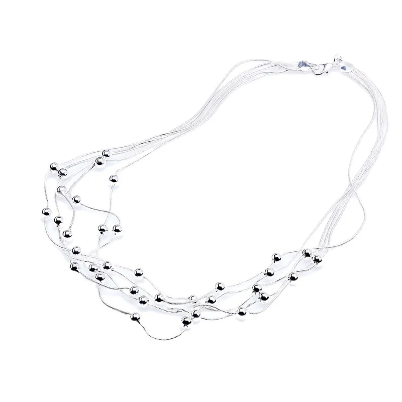 Sterling Silver Filled Multi Strand Ball Necklace - White sold by Zulily