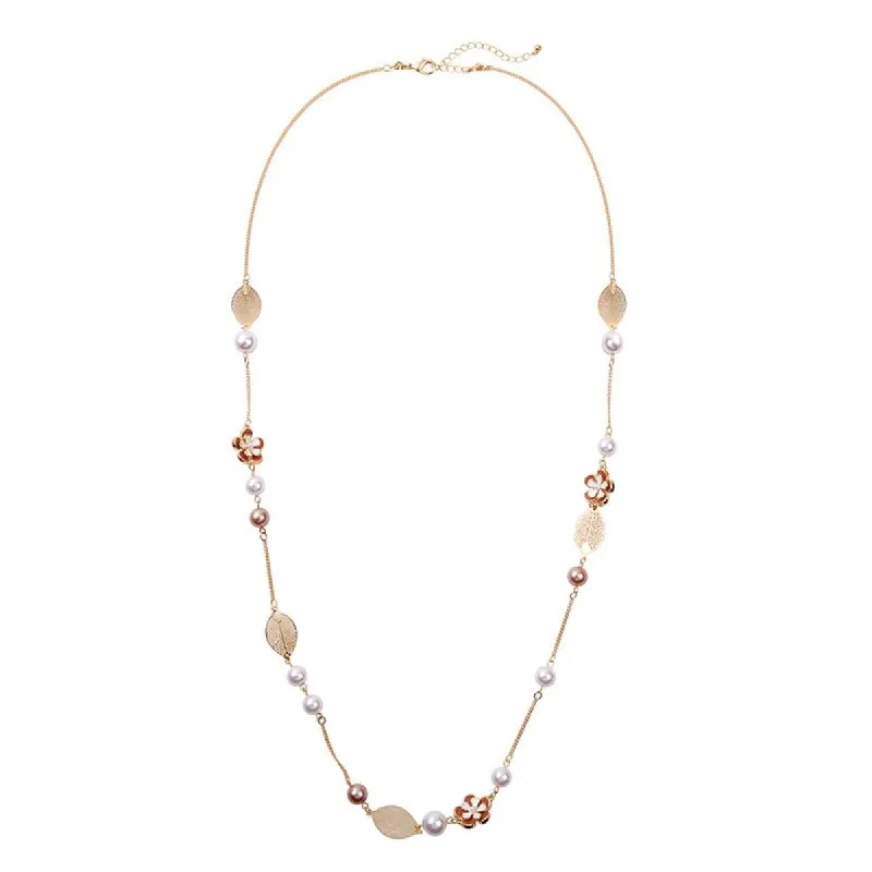 Goldtone Floral Station Necklace - White made by Zulily