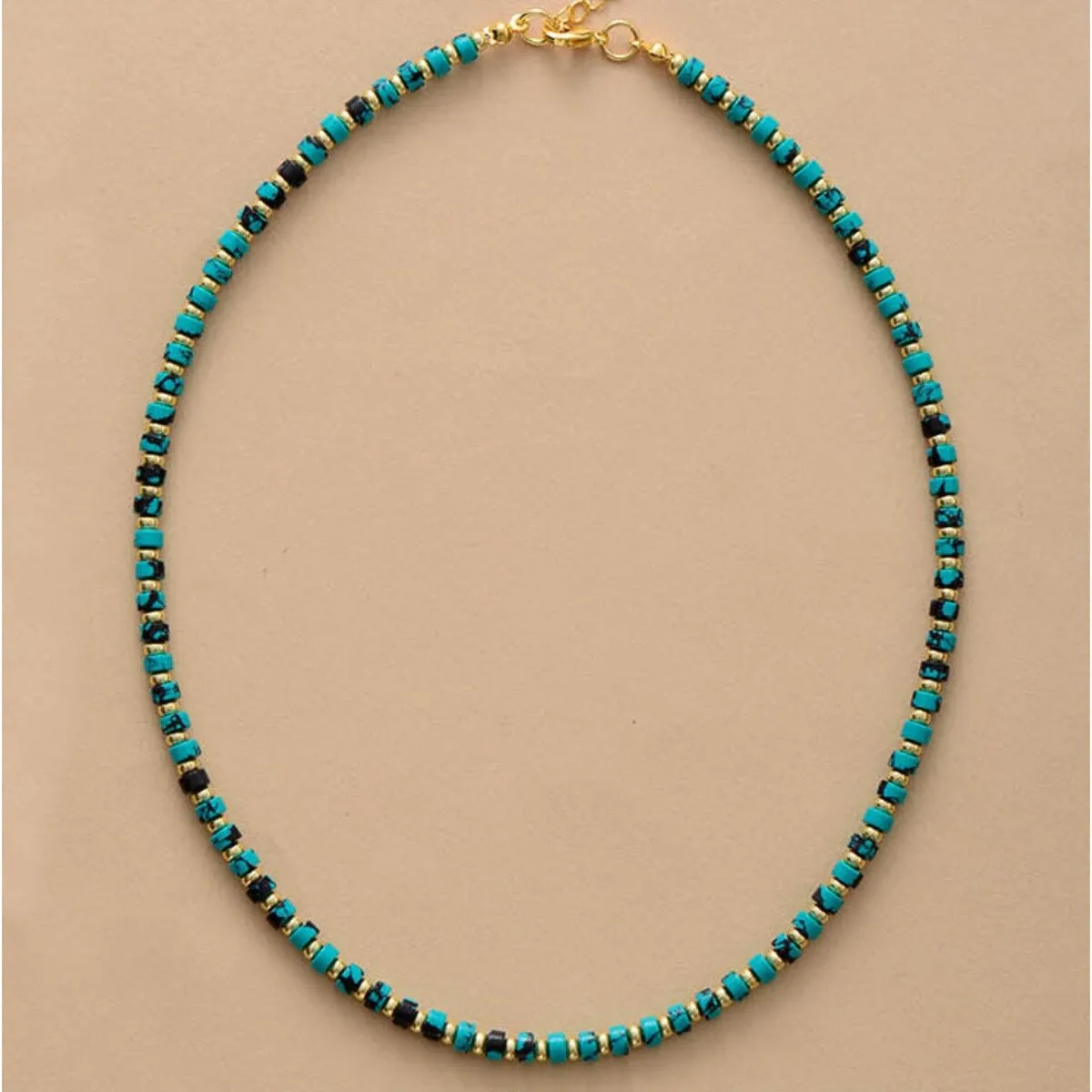 Goldtone Turquoise Stone Beaded Choker Necklace - White sold by Zulily
