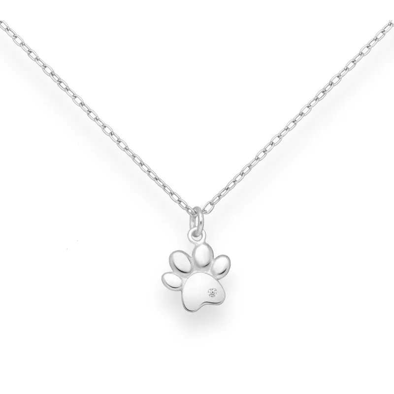 Sterling Silver Cubic Zirconia Paw Print Pendant Necklace sold by Zulily