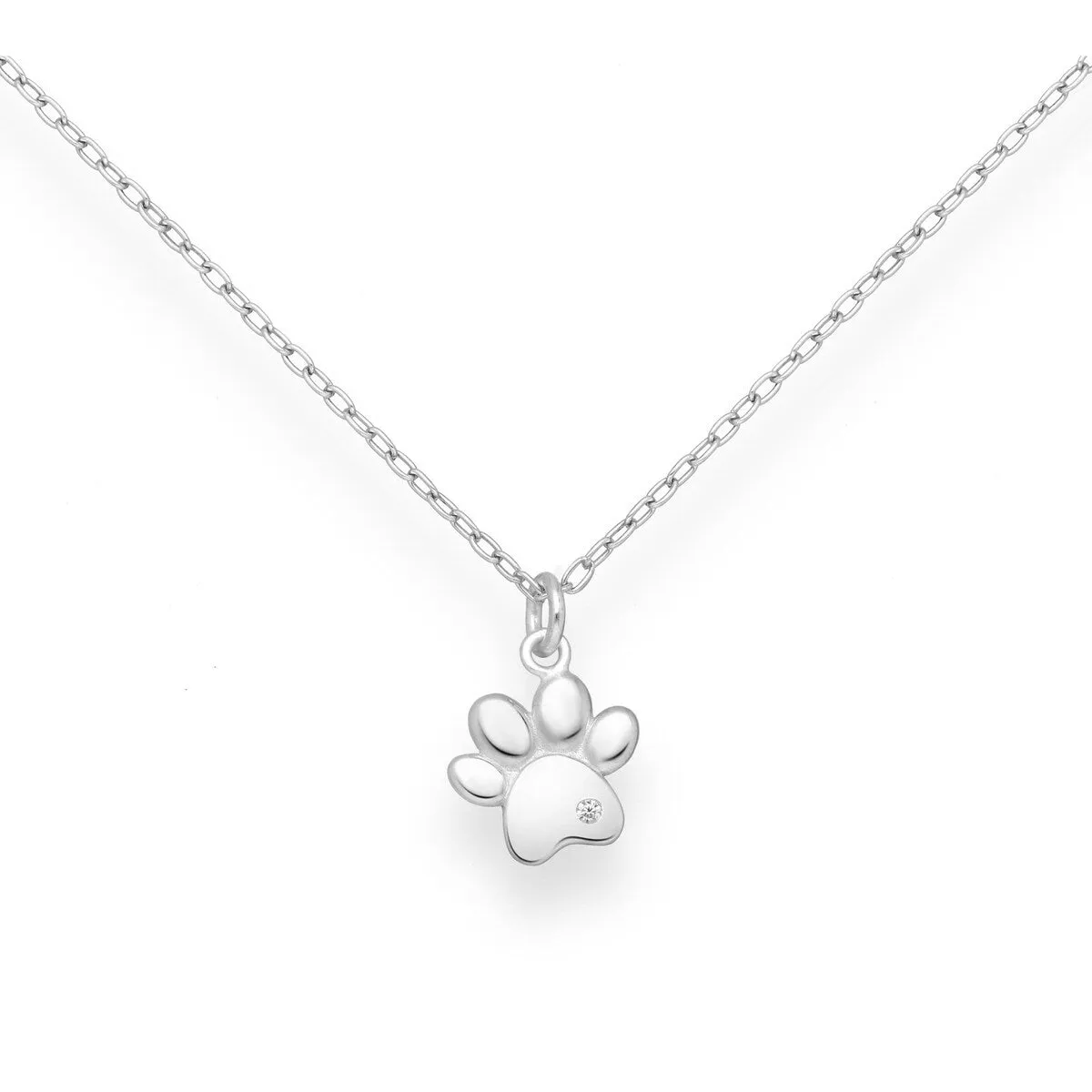 Sterling Silver Cubic Zirconia Paw Print Pendant Necklace sold by Zulily