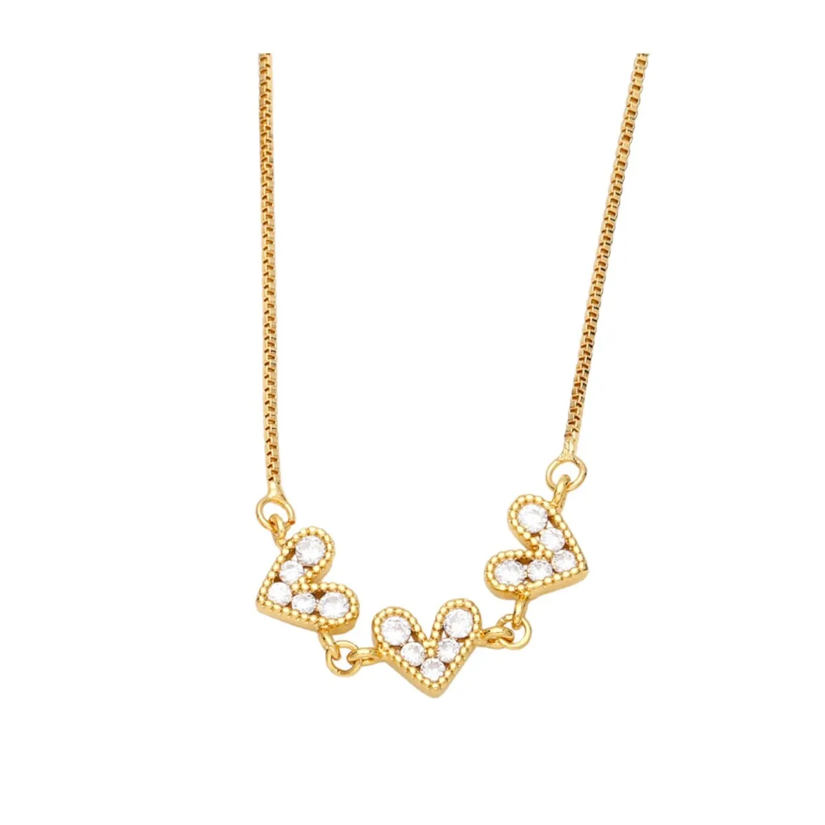 Goldtone dainty Tripe Heart Necklace with CZ - White sold by Zulily product image thumbnail 2