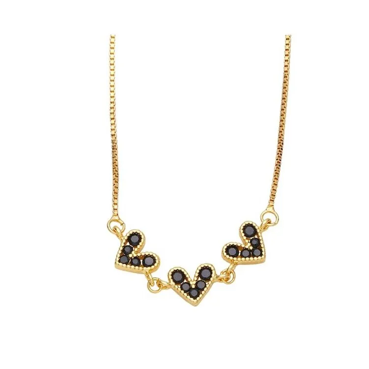 Goldtone dainty Tripe Heart Necklace with CZ - White sold by Zulily