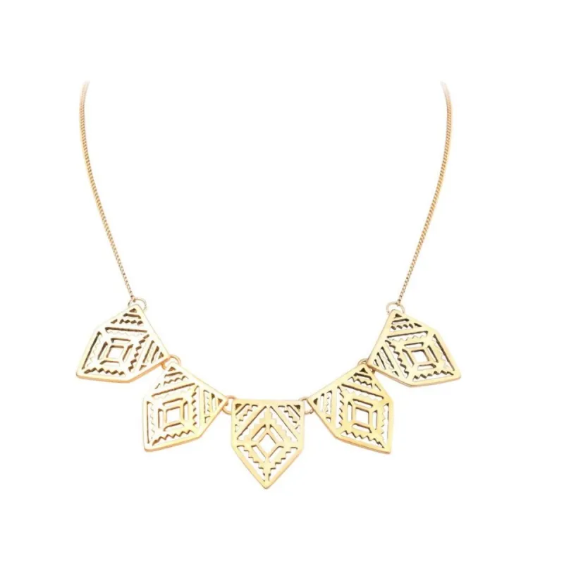 Goldtone Geometric Bib Necklace - White sold by Zulily