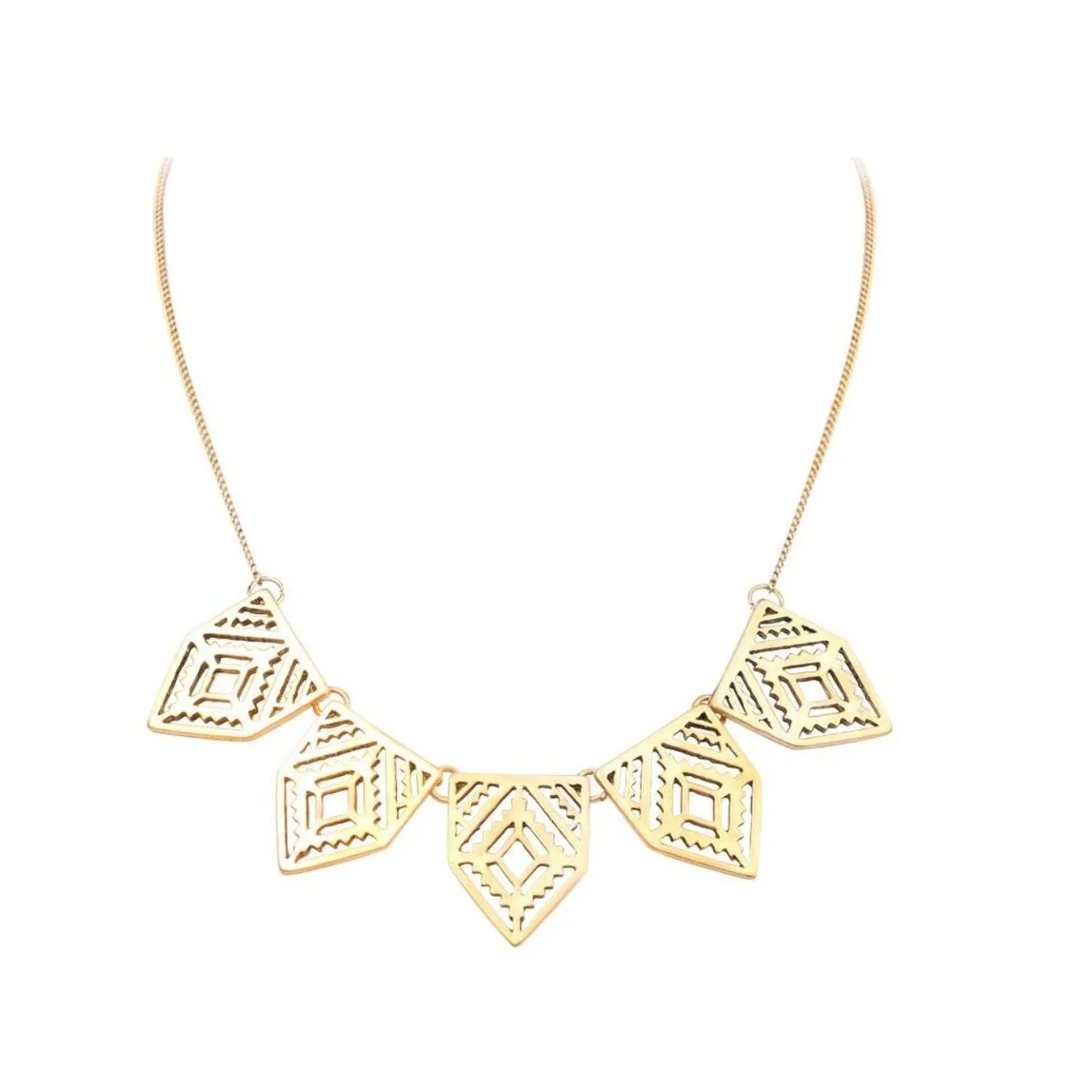 Goldtone Geometric Bib Necklace - White sold by Zulily