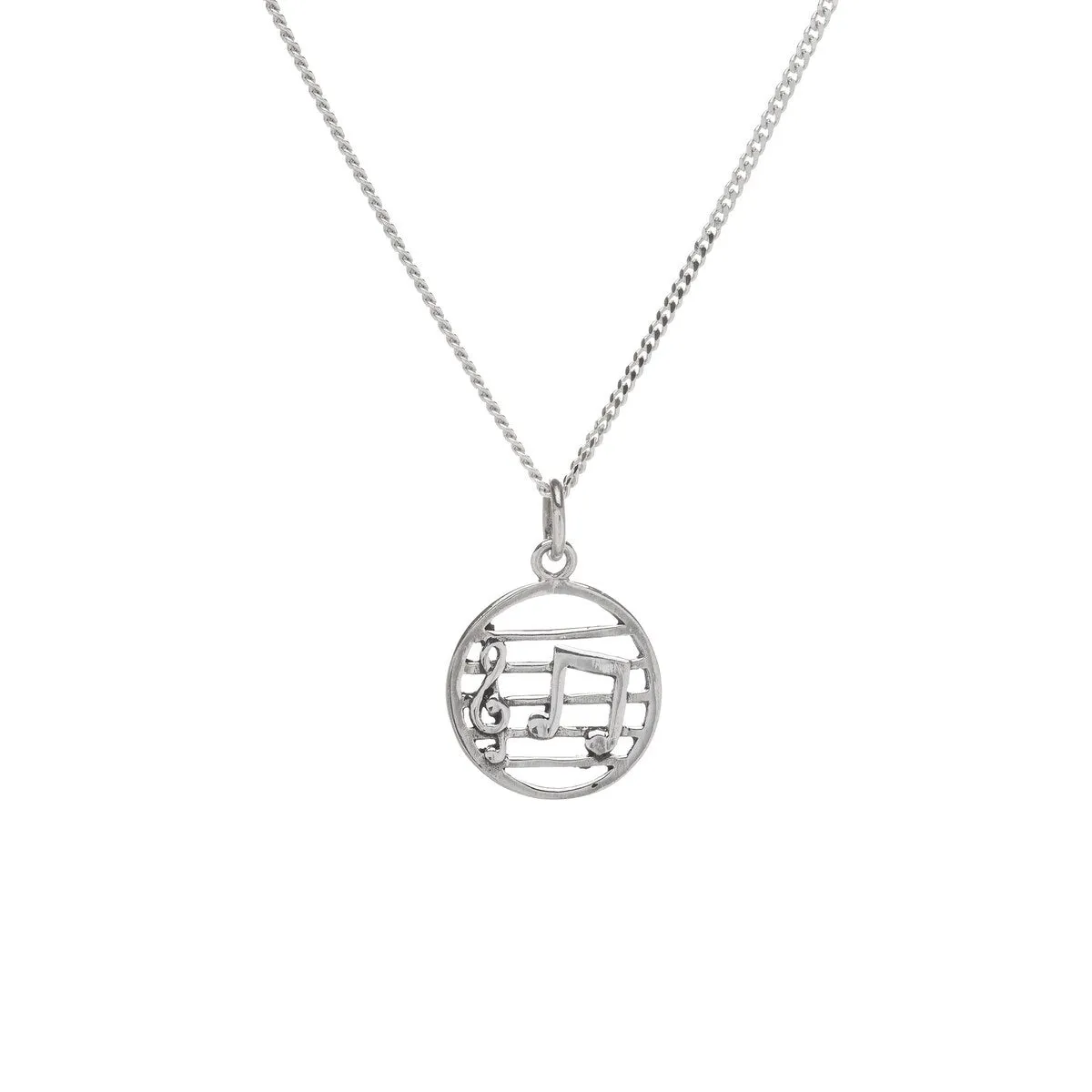 Sterling Silver Musical Note Round Pendant Necklace - White sold by Zulily