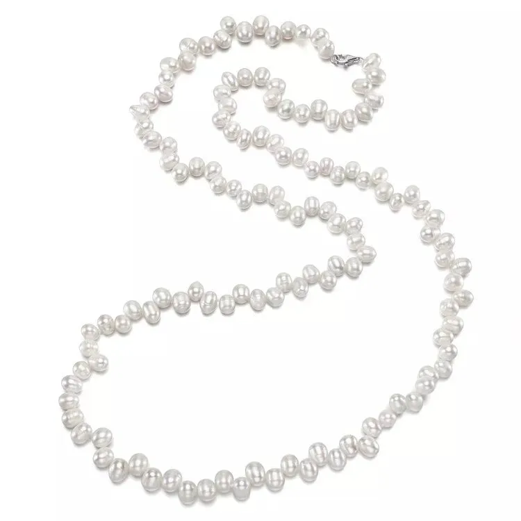 White Freshwater Pearl Gathered Necklace sold by Zulily