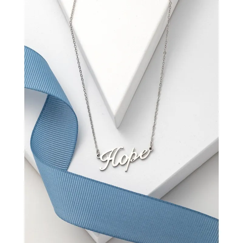 Silvertone Stainless Steel Hope Pendant Necklace - White sold by Zulily