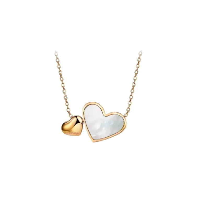 Rose Goldtone White Dual Heart Necklace sold by Zulily