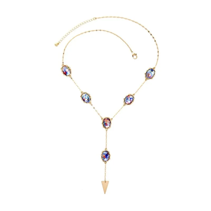 Goldtone Multi Colored Chain Drop Necklace - White sold by Zulily
