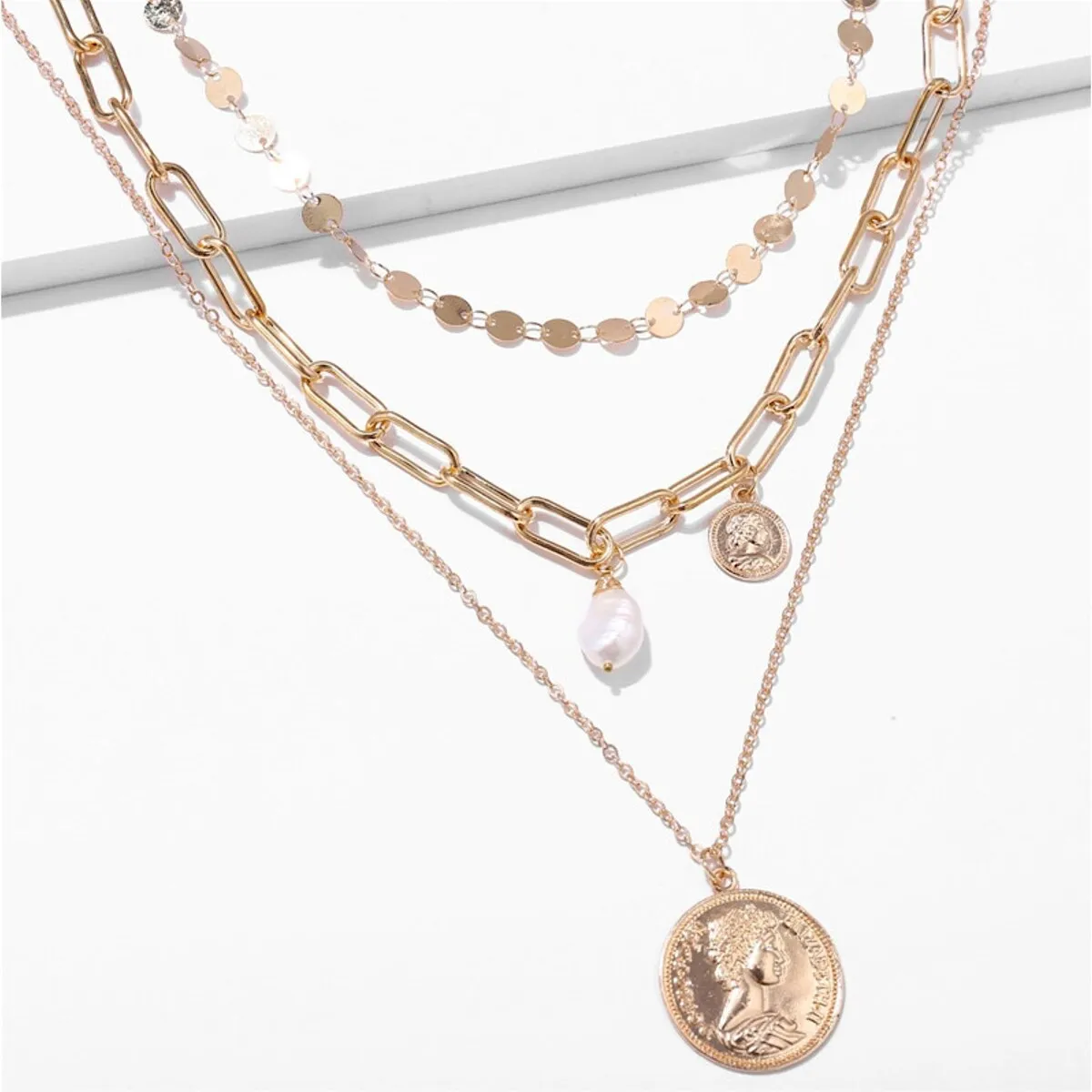 Freshwater Pearl Goldtone Coin Layered Pendant Necklace - White sold by Zulily
