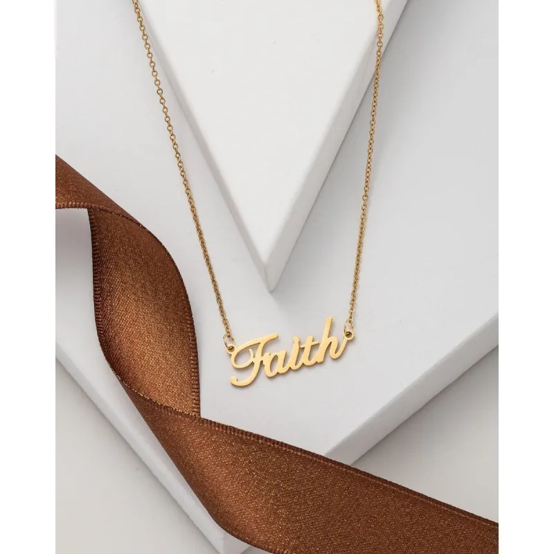 Goldtone Stainless Steel Faith Pendant Necklace - White sold by Zulily