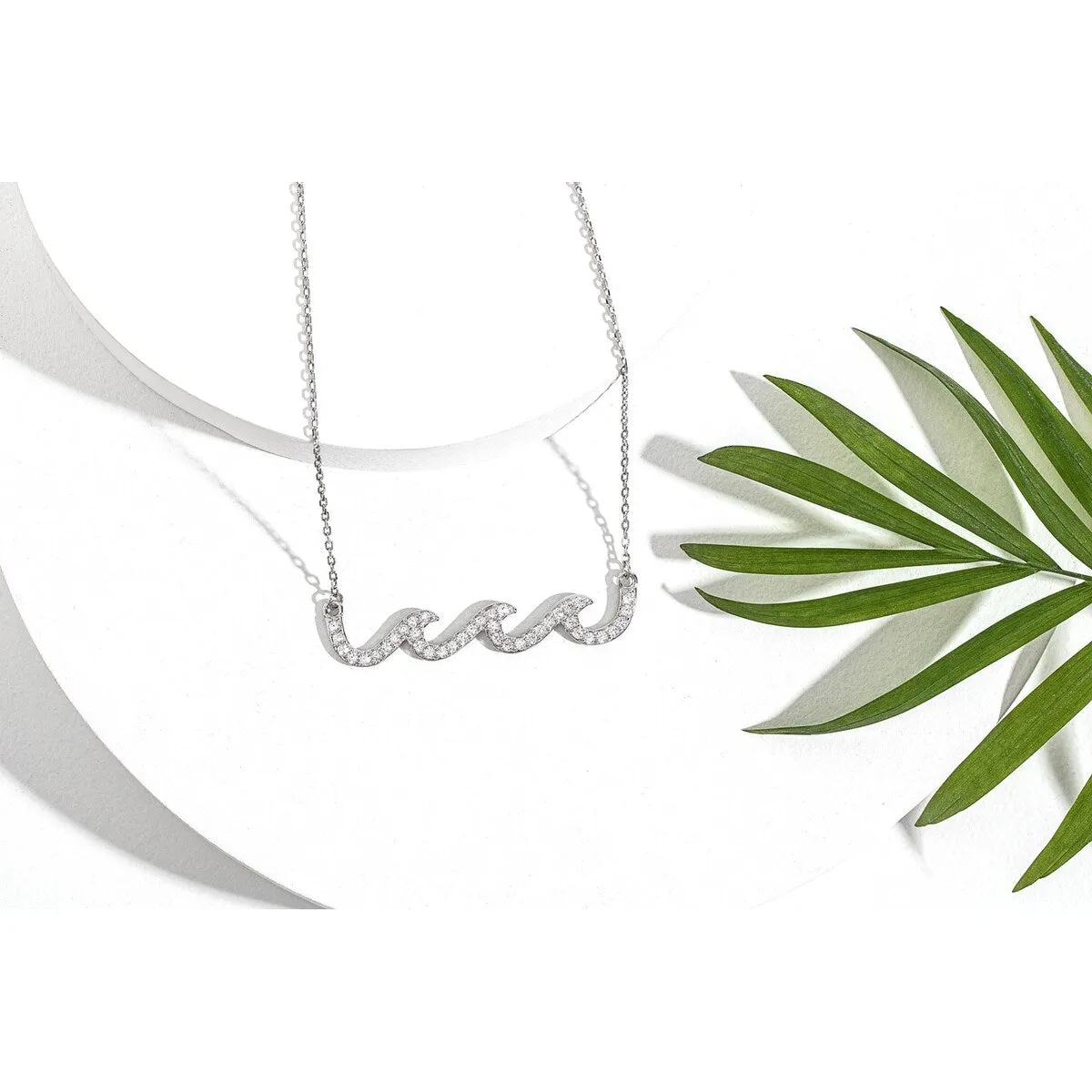 Cubic Zirconia & Sterling Silver Pave Waves Pendant Necklace - White sold by Zulily product image thumbnail 2