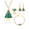 Green & Goldtone Christmas Tree Necklace, Earring, Ring & Bracelet Set - White sold by Zulily